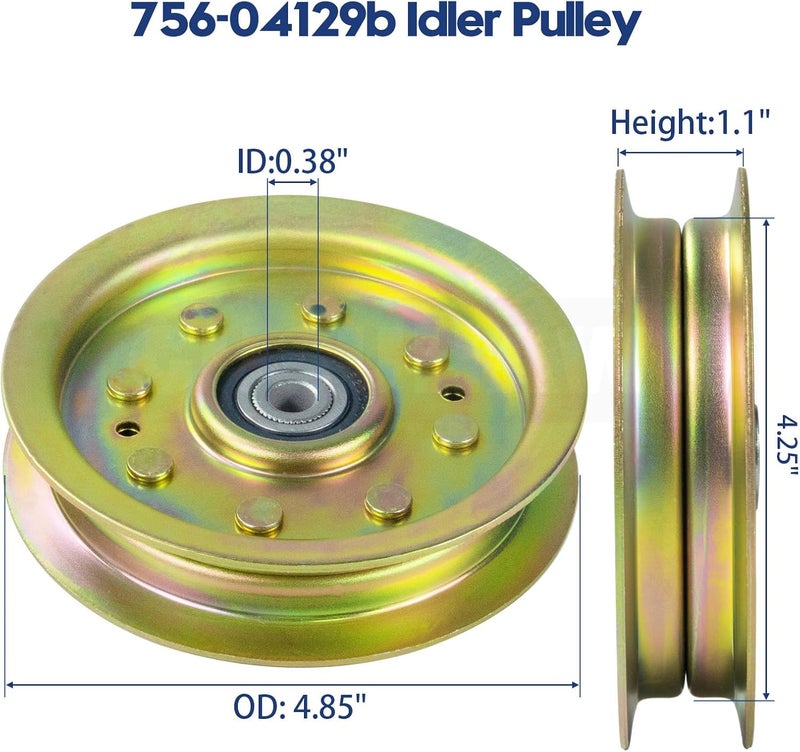 GUSUHAWK 2 Pack 753-08171 Idler Pulley Kit Replaces Cub Cadet 756-04129B Idler Pulley 756-04129, MTD 756-04129B, Cub Cadet 756-04129, Troy Bilt Pulley 753-08171 Cub Cadet Idler Pulley Kit, 753-08068 - Image 4